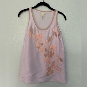 J. Crew pinkish lavender and peach Floral Embroidered silk tank blouse